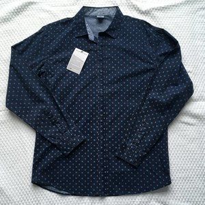 Verdo Long Sleeve Button Down in Navy with Anchors Size Medium